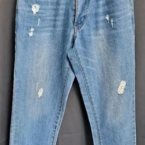 [BUNJANG] 8Seconds Blue Wash Damage 9-part Tapered Denim Pants / 에잇세컨즈 블루 워싱 데미지 9부 테이퍼드 데님 팬츠