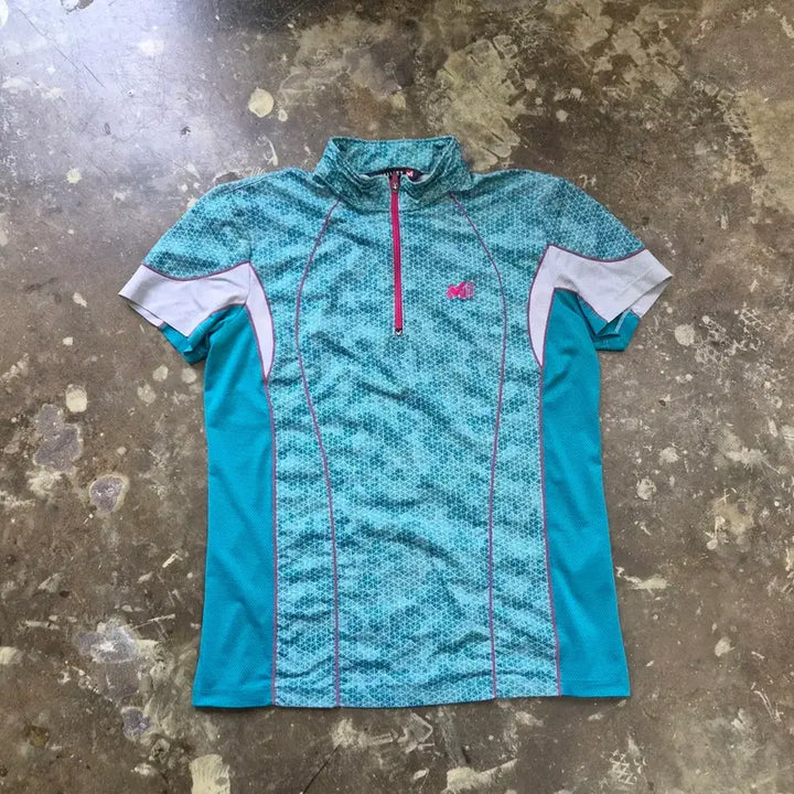 [BUNJANG] Millet Functional Fabric Half-Zip Short-Sleeve T-Shirt Size 95 / 95) 밀레 기능성 원단 하프집업 반팔티 반팔 티셔츠