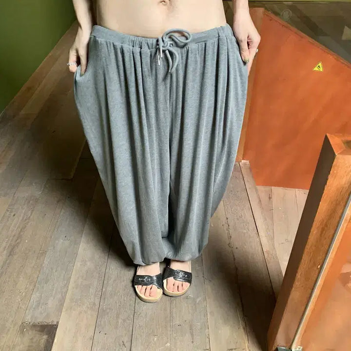 [BUNJANG] LONSLAN Tapered Drawstring Casual Pants Grey / LONSLAN 론슬란 테이퍼드 드로스트링 캐주얼 팬츠 그레이