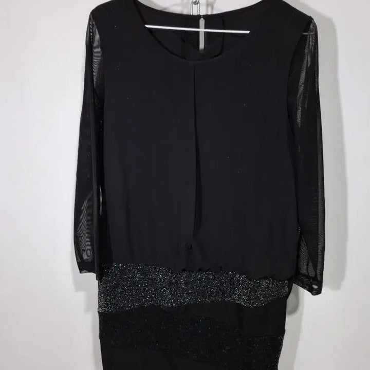 [BUNJANG] Black See-Through Sleeve Long Shirt / 블랙 시스루 소매 롱셔츠