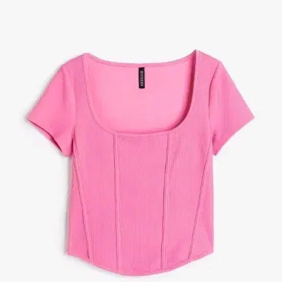 [BUNJANG] H&amp;M Corset Style Ribbed Top Pink / [새상품] H&amp;M 코르셋 스타일 리브드 탑 핑크