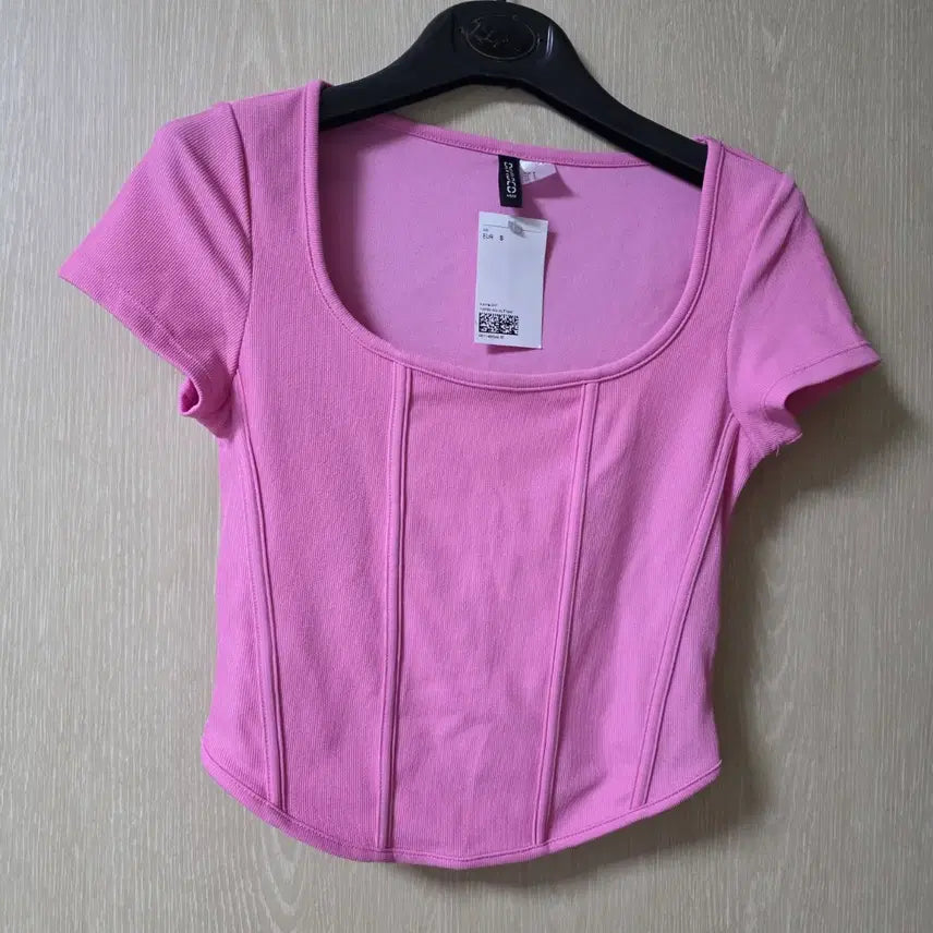 [BUNJANG] H&amp;M Corset Style Ribbed Top Pink / [새상품] H&amp;M 코르셋 스타일 리브드 탑 핑크