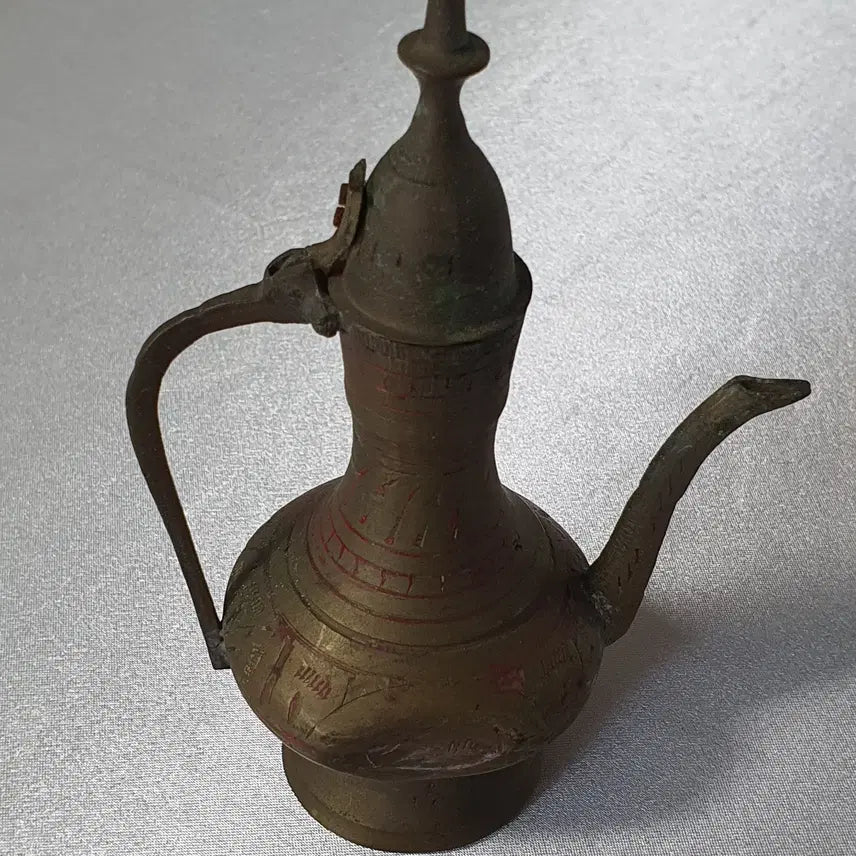 [BUNJANG] Antique Jade &amp; Brass Kettle Decorative Piece / 엔틱 옥장식 황동 주전자 소품