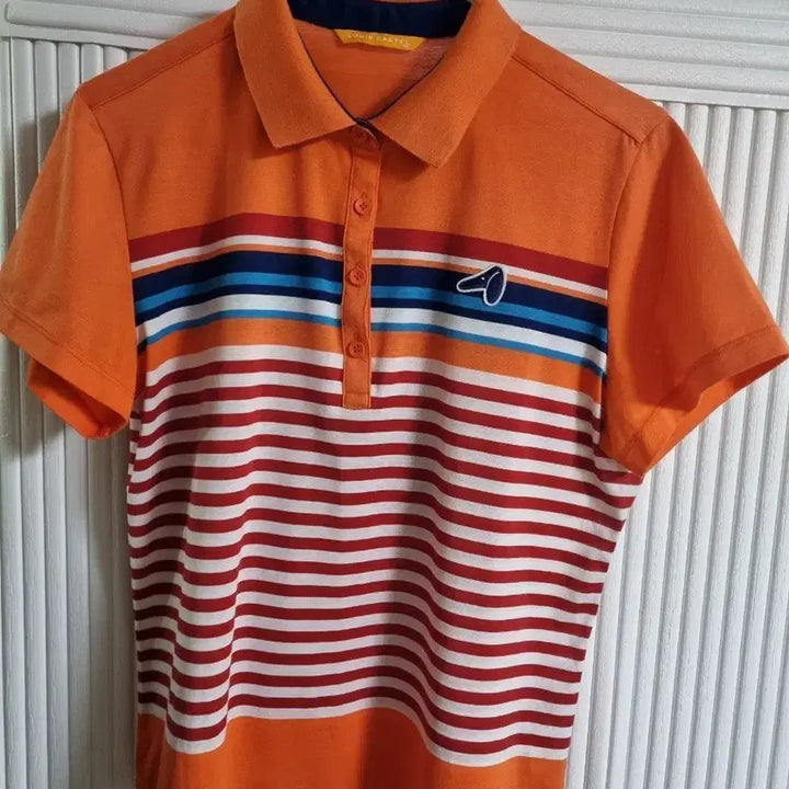 [BUNJANG] Louis Castel Orange Stripe Short Sleeve Polo T-Shirt Size 95 / 루이까스텔 오렌지 스트라이프 반팔 폴로티사이즈95