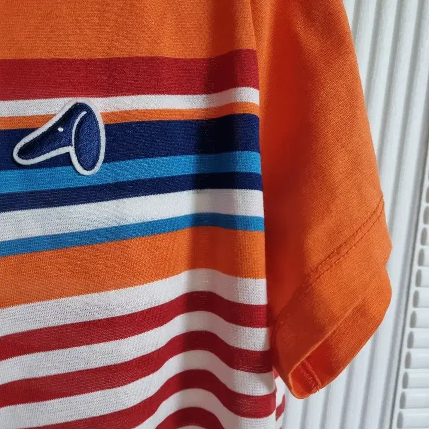 [BUNJANG] Louis Castel Orange Stripe Short Sleeve Polo T-Shirt Size 95 / 루이까스텔 오렌지 스트라이프 반팔 폴로티사이즈95