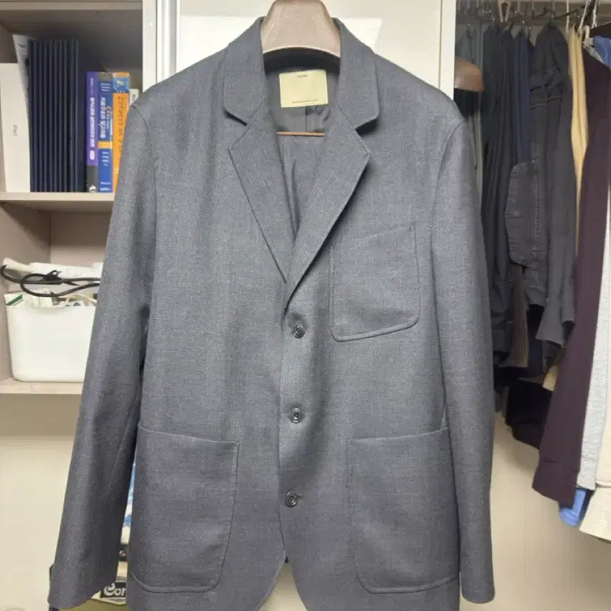 [BUNJANG] Pottery Wool Sports Setup Dark Grey Jacket Pants Set / 포터리 울 스포츠 셋업 다크그래이 (자켓3/하의2)