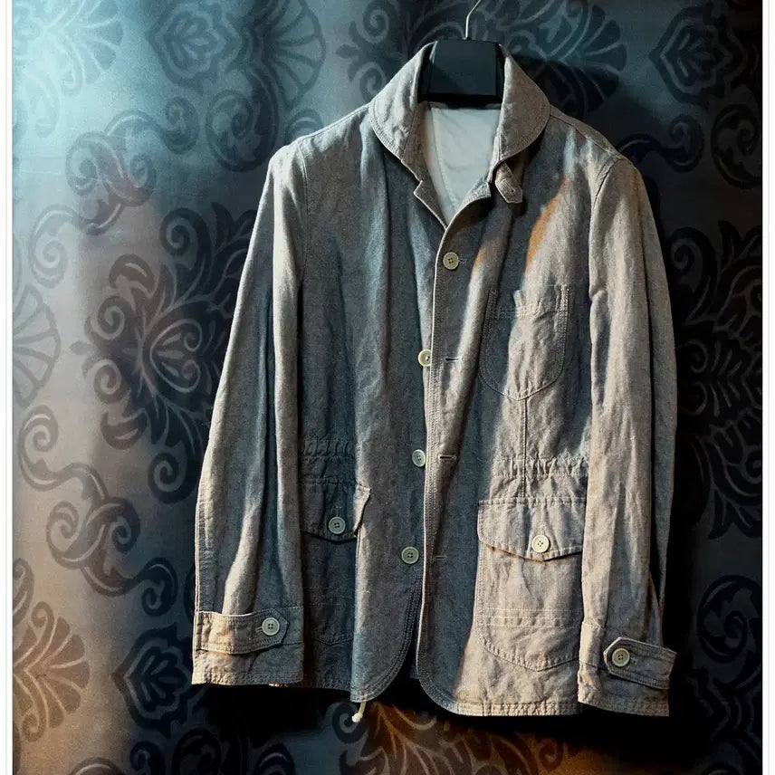 [BUNJANG] ICCA Linen Cotton Grey Work Jacket - Medium / 일본, ICCA 린넨 코튼 그레이 워크 재킷 M