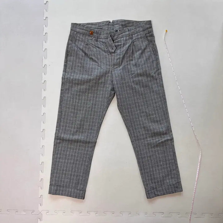 [BUNJANG] East Harbour Surplus Linen Check Pleated Trousers / 이스트하버 서플러스 린넨 체크 원턱팬츠