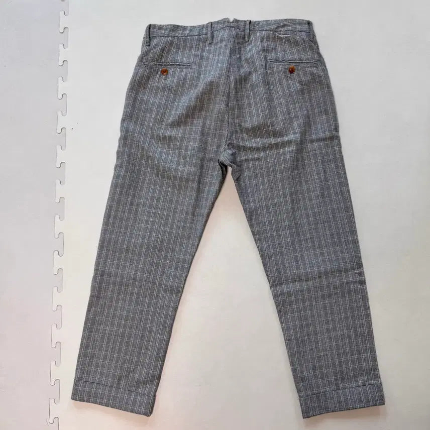 [BUNJANG] East Harbour Surplus Linen Check Pleated Trousers / 이스트하버 서플러스 린넨 체크 원턱팬츠