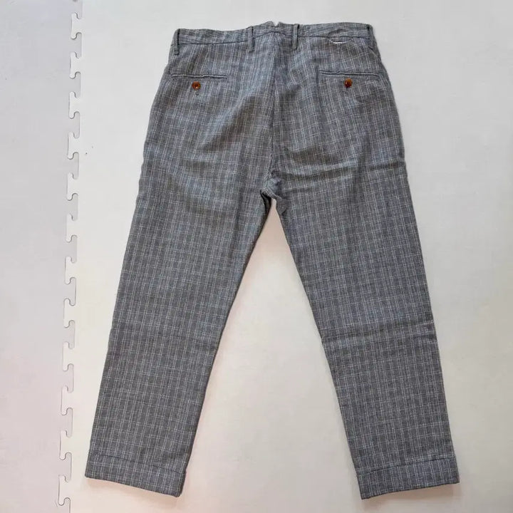 [BUNJANG] East Harbour Surplus Linen Check Pleated Trousers / 이스트하버 서플러스 린넨 체크 원턱팬츠