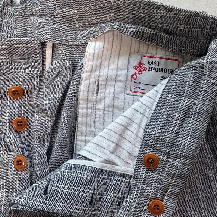 [BUNJANG] East Harbour Surplus Linen Check Pleated Trousers / 이스트하버 서플러스 린넨 체크 원턱팬츠