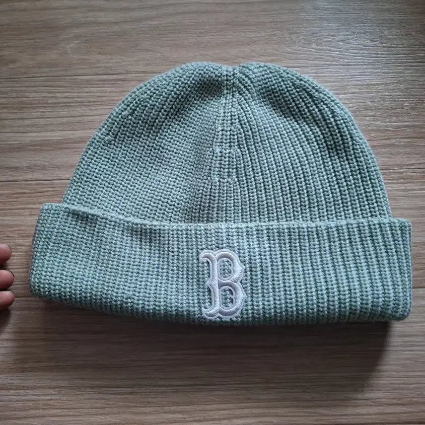 [BUNJANG] Boston B Logo Knit Short Beanie - Mint / 보스턴 B 로고 니트 숏비니 민트