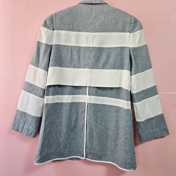 [BUNJANG] MICHAA Stripe 100% Linen Blouson Jacket / 미샤 스트라이프 블루종 마 100%자켓