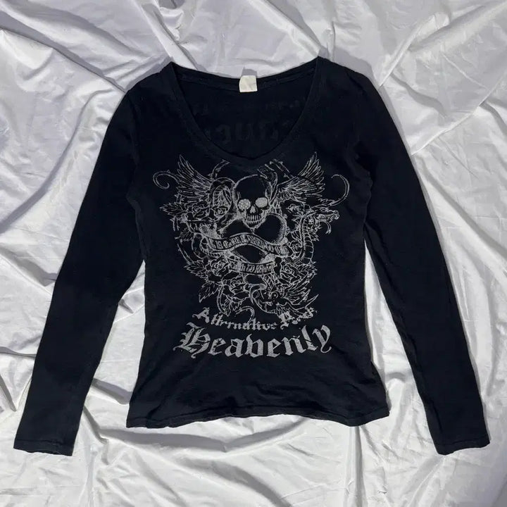 [BUNJANG] Vintage Skull Lettering Long Sleeve T-Shirt / 빈티지 스컬 레터링 롱슬리브