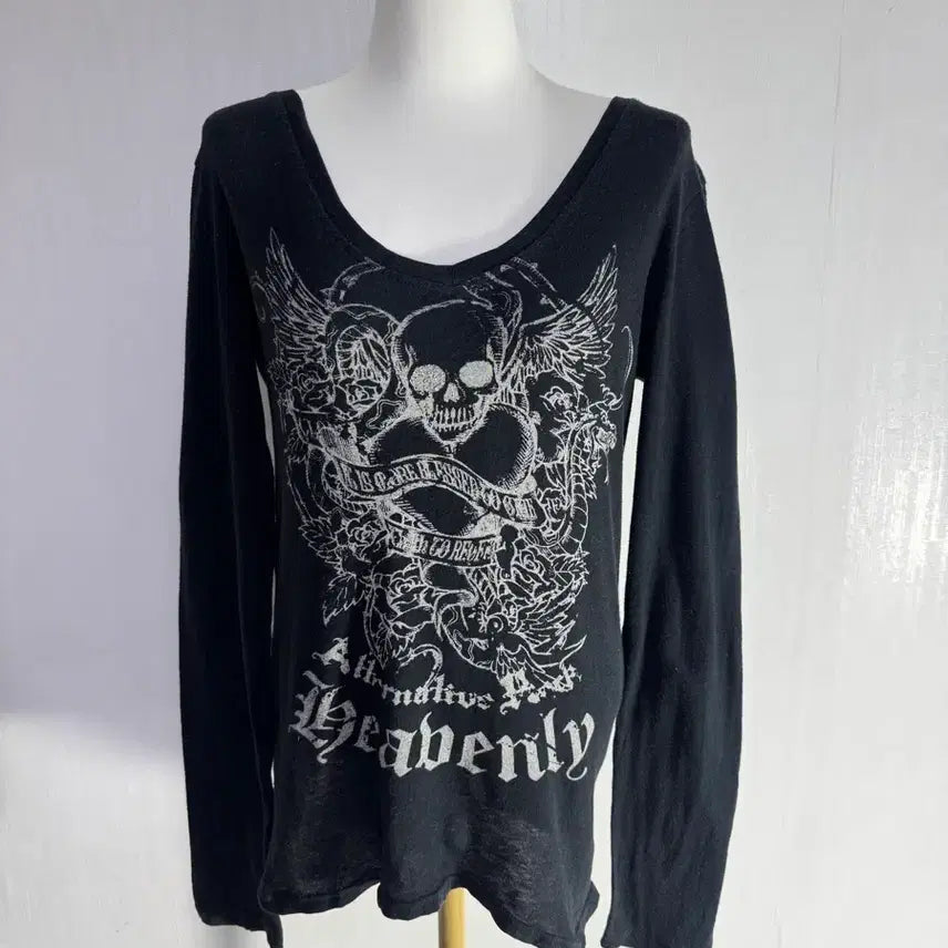 [BUNJANG] Vintage Skull Lettering Long Sleeve T-Shirt / 빈티지 스컬 레터링 롱슬리브