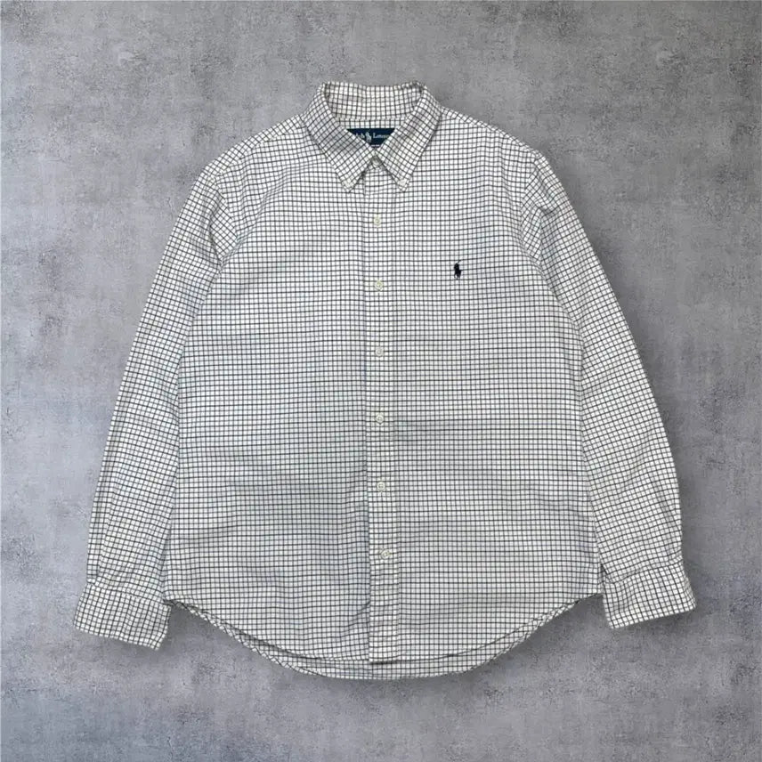 [BUNJANG] Polo Ralph Lauren Custom Fit Blue Check Shirt L / 폴로 랄프로렌 블루 체크 커스텀핏 셔츠 L