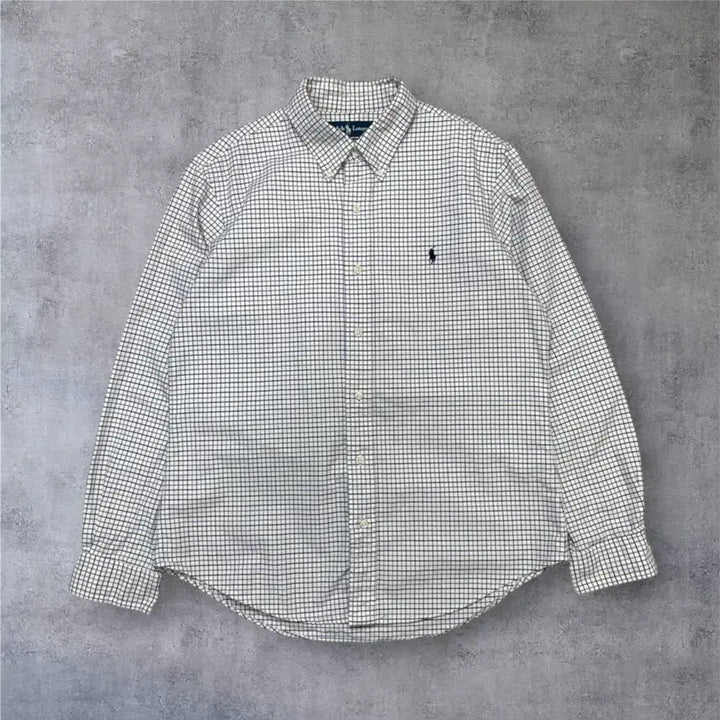 [BUNJANG] Polo Ralph Lauren Custom Fit Blue Check Shirt L / 폴로 랄프로렌 블루 체크 커스텀핏 셔츠 L