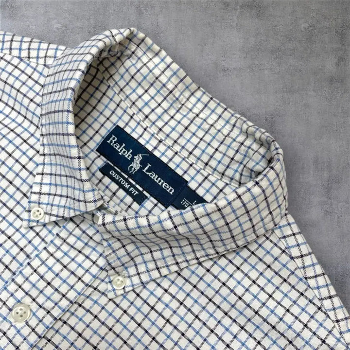 [BUNJANG] Polo Ralph Lauren Custom Fit Blue Check Shirt L / 폴로 랄프로렌 블루 체크 커스텀핏 셔츠 L