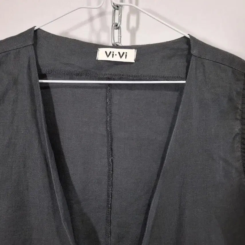 [BUNJANG] Vi-Vi Black Linen Vest / Vi-Vi 블랙 린넨 조끼