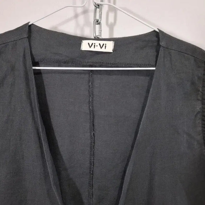 [BUNJANG] Vi-Vi Black Linen Vest / Vi-Vi 블랙 린넨 조끼