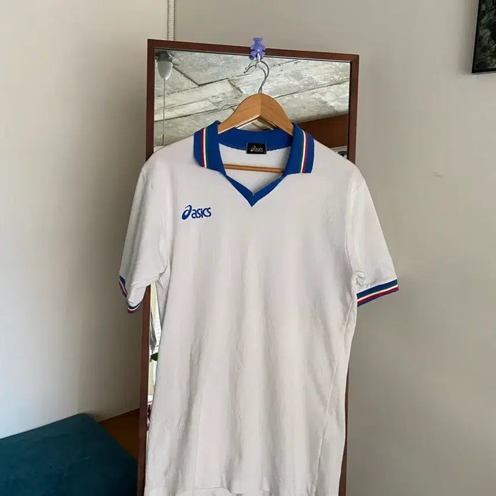 [BUNJANG] Asics White Vintage Polo Shirt / 아식스 화이트 빈티지 폴로셔츠