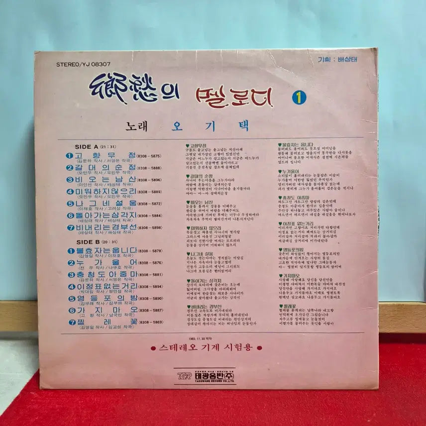 [BUNJANG] Oh Ki Taek "Memories Melody" LP Record / 오기택 추억의 멜로디 LP 음반