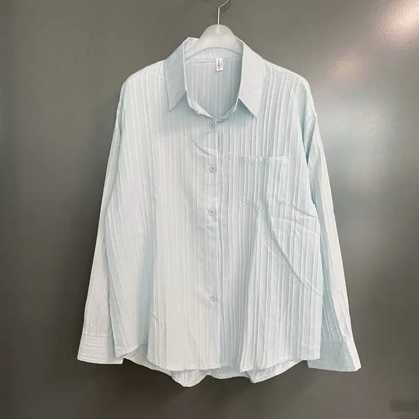 [BUNJANG] Sky Blue Pleated Shirt / [택없는 새상품 ] 하늘색 플리츠 셔츠