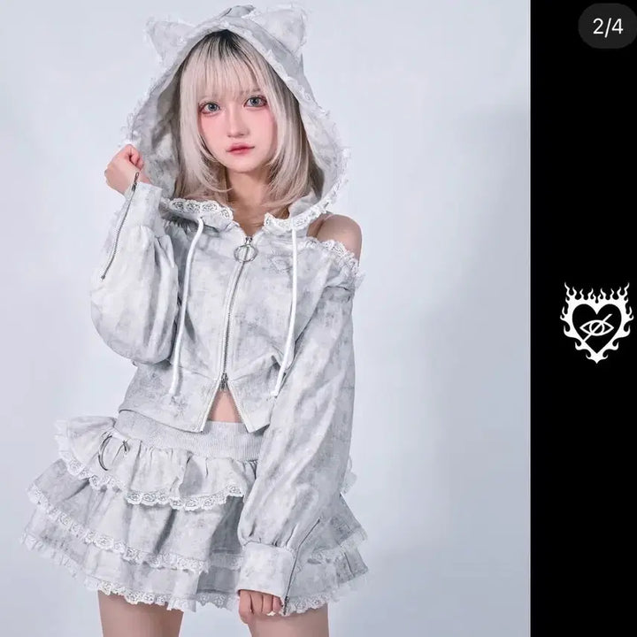 [BUNJANG] KRY Nekomimi Setup White / KRY 네코미미 셋업 화이트 / 양산형 지뢰계