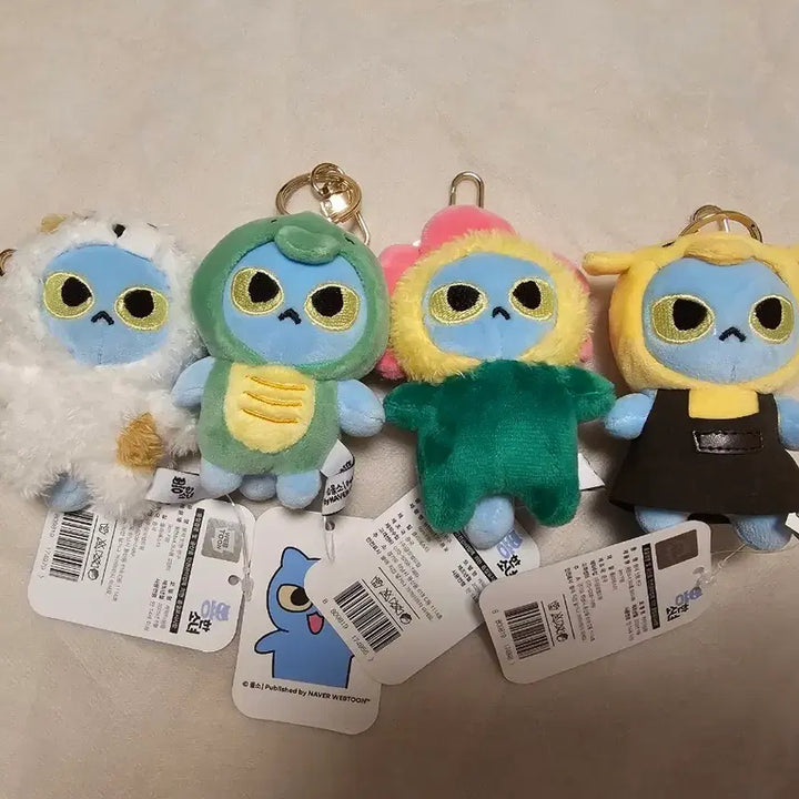 [BUNJANG] Yonghan Sonyeo Yongmani Costume Doll Keyring Cat / 용한소녀 용만이 코스튬 인형 키링 고양이 용 꽃 바리스타