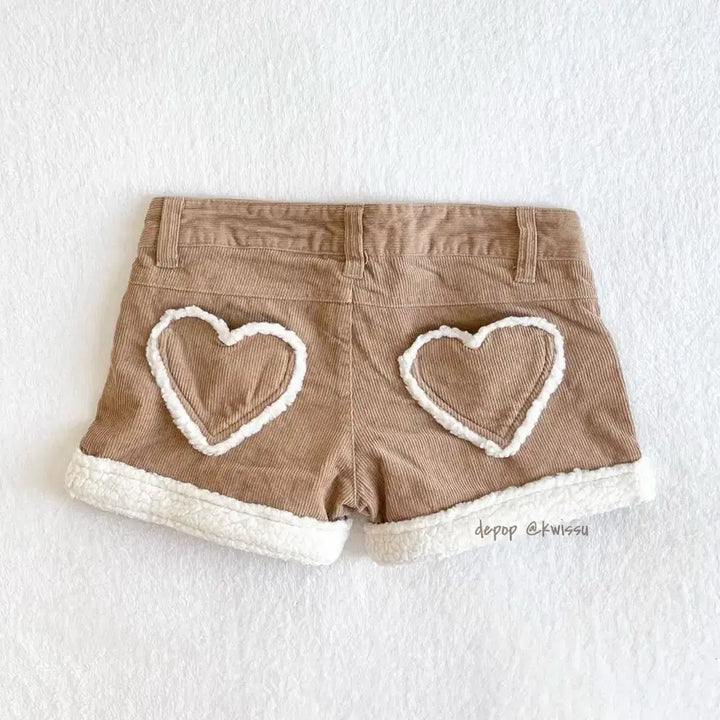 [BUNJANG] Liz Lisa Heart Corduroy Shorts / 리즈리사 하트 코듀로이 양털 반바지 초코갸루 라떼갸루 핀터깔