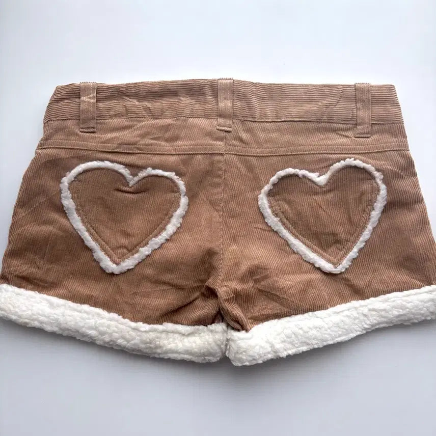 [BUNJANG] Liz Lisa Heart Corduroy Shorts / 리즈리사 하트 코듀로이 양털 반바지 초코갸루 라떼갸루 핀터깔