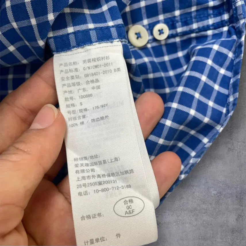 [BUNJANG] Abercrombie &amp; Fitch Blue Check Muscle Fit Shirt S / 아베크롬비 Abercrombie&amp;Fitch 블루 체크 머슬핏 셔츠 S
