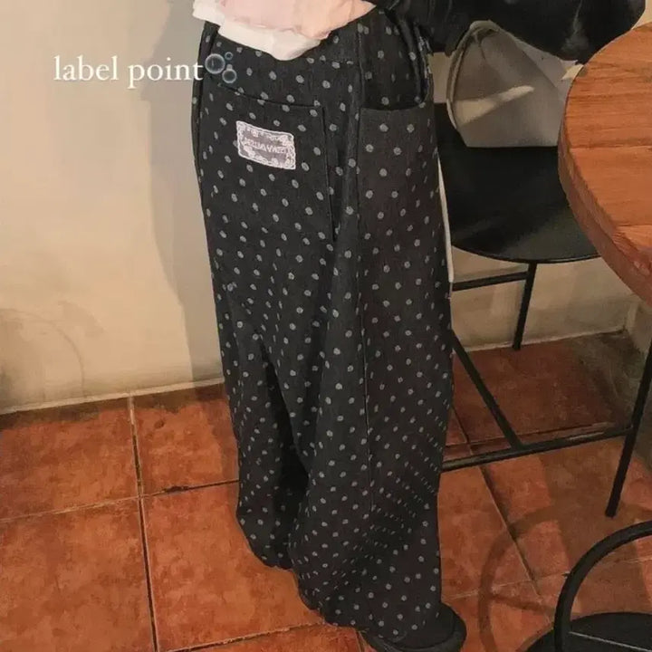 [BUNJANG] Dot Wide Fit String Jeans (Black Denim) / 도트 와이드핏 스트링 청바지 흑청
