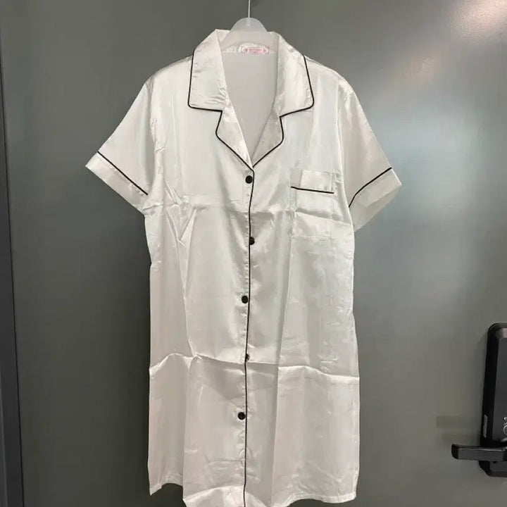 [BUNJANG] Satin Pajama Shirt Dress - New with Tags / [택없는 새상품 ] 새틴 파자마 셔츠 원피스 홈웨어 실키원피스잠옷