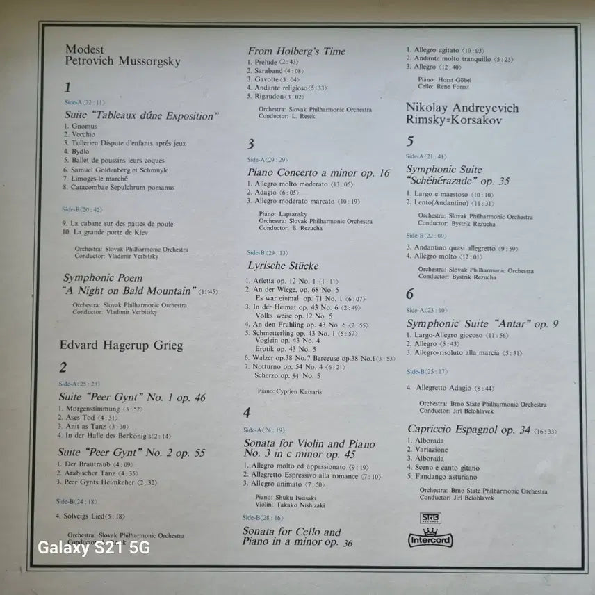 [BUNJANG] Mussorgsky, Grieg, Rimsky-Korsakov Classical Music Compilation 5CD Set / 무소르그스키/그리그 림스키코르사코프 음반 5장