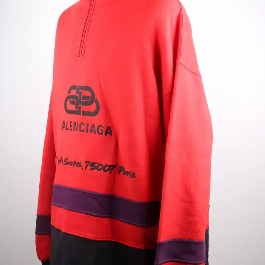 [BUNJANG] Balenciaga BB Embroidered Half-Zip Turtleneck Sweatshirt L / 발렌시아가 BB 자수 반집업 터틀넥 맨투맨 L