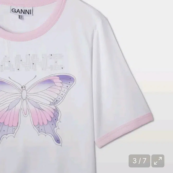 [BUNJANG] GANNI Butterfly Print Short Sleeve T-Shirt White / 가니 나비 프린트 반팔 티셔츠 화이트