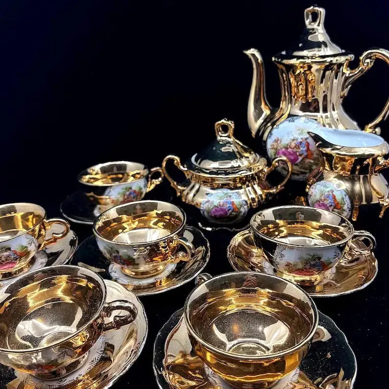 [BUNJANG] Rare Italian Hand-Painted 24K Gold Masterpiece Set / 초레어템 이태리 핸드페인트 골드 명화세트.