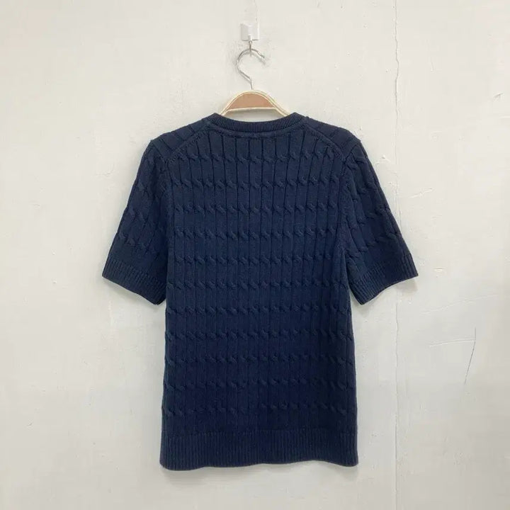 [BUNJANG] Tommy Hilfiger Navy Cable Knit Short Sleeve Cardigan / 타미힐피거 네이비 케이블 반팔 가디건