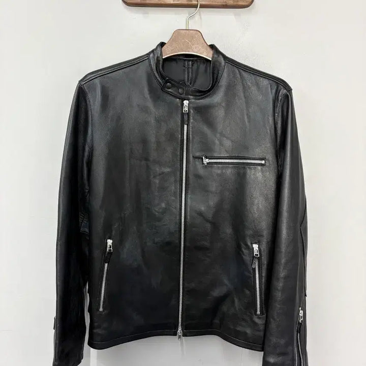 [BUNJANG] Eastlog Lambskin Leather Pocket Zipper Black Rider Jacket / 이스트로그 양가죽 포켓 지퍼 블랙 라이더 자켓  A3687