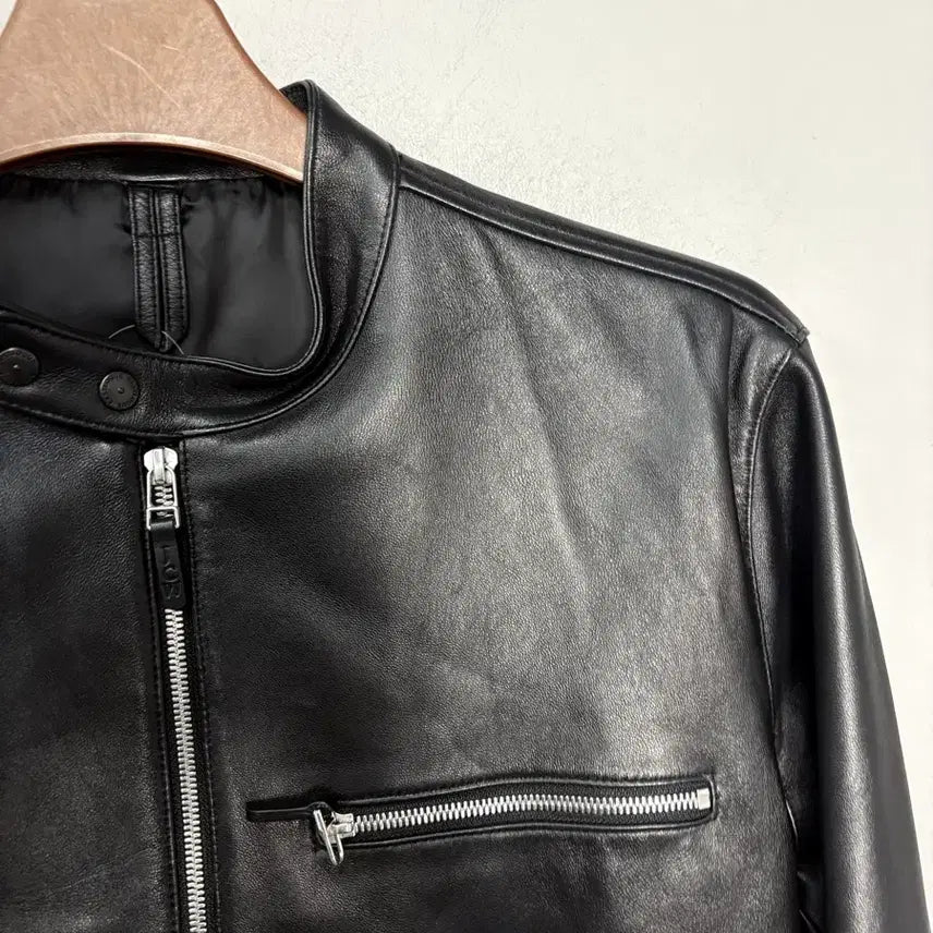 [BUNJANG] Eastlog Lambskin Leather Pocket Zipper Black Rider Jacket / 이스트로그 양가죽 포켓 지퍼 블랙 라이더 자켓  A3687