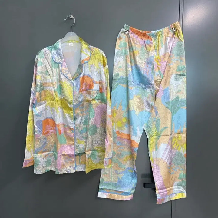 [BUNJANG] Silky Pattern Pajama Set / 나는[택없는 새상품 ] 화려한 실키 패턴 잠옷 세트 파자마 홈웨어