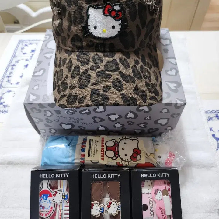 [BUNJANG] Hello Kitty Leopard Hat and Accessories Set (5 Items) / 헬로키티 레오파드 모자 외 상품 세트  5종셋트
