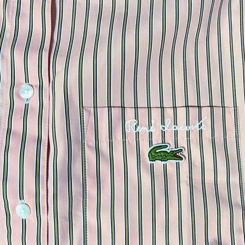 [BUNJANG] Lacoste Pink Stripe Shirt / (새상품) 라코스테 핑크 스트라이프 셔츠 36