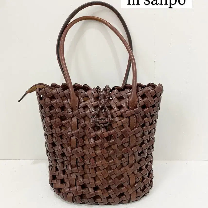 [BUNJANG] iii sanpo Leather Weaving Shoulder Bag / iii sanpo 레더 위빙 숄더백