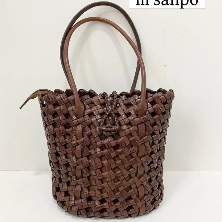 [BUNJANG] iii sanpo Leather Weaving Shoulder Bag / iii sanpo 레더 위빙 숄더백
