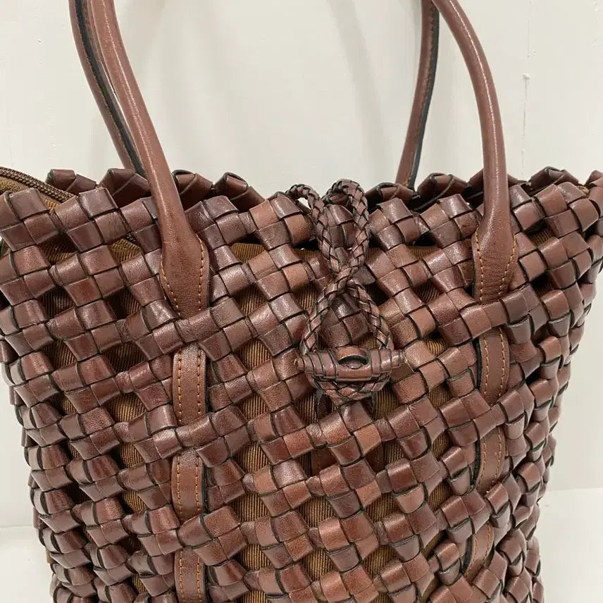 [BUNJANG] iii sanpo Leather Weaving Shoulder Bag / iii sanpo 레더 위빙 숄더백
