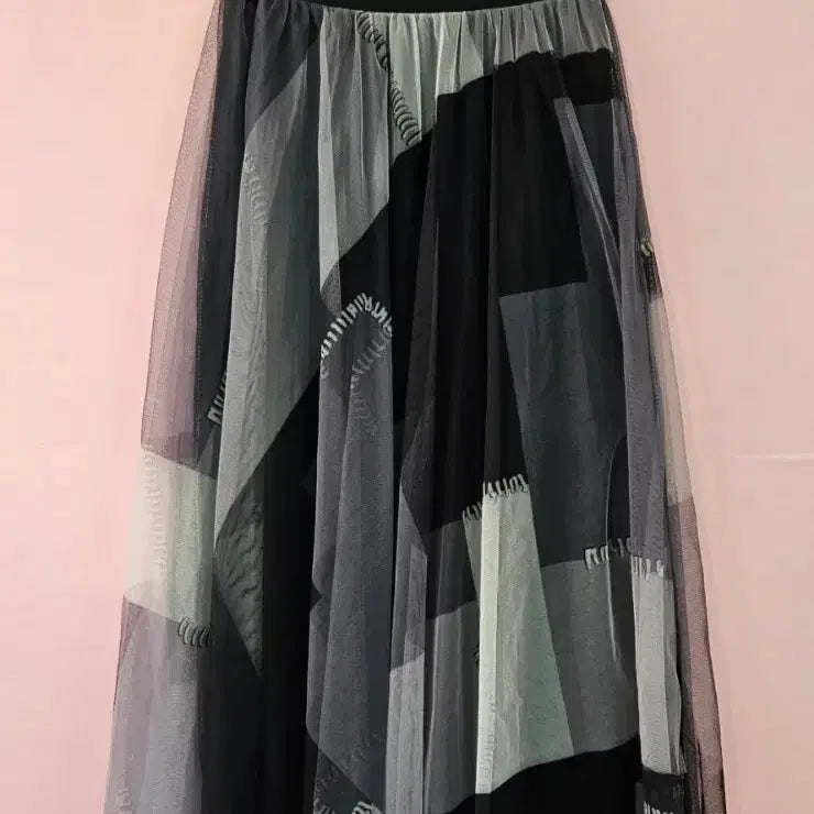 [BUNJANG] Black/Gray Mix Long Tulle Skirt / 블랙/그레이 믹스 롱 튜튜 스커트