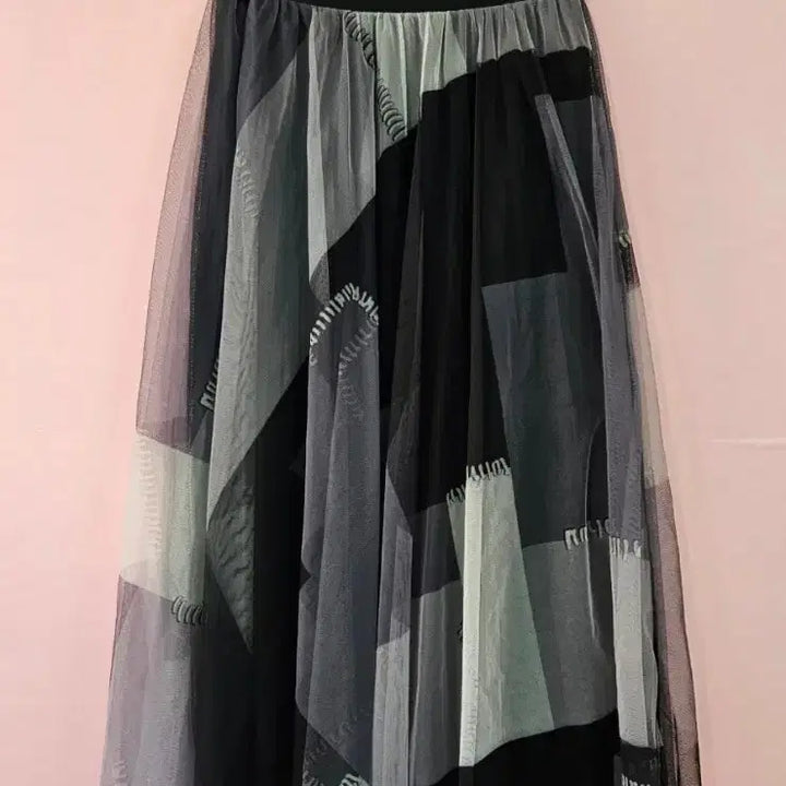 [BUNJANG] Black/Gray Mix Long Tulle Skirt / 블랙/그레이 믹스 롱 튜튜 스커트