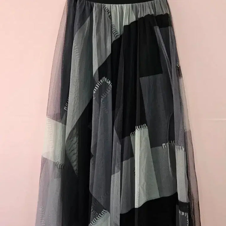 [BUNJANG] Black/Gray Mix Long Tulle Skirt / 블랙/그레이 믹스 롱 튜튜 스커트